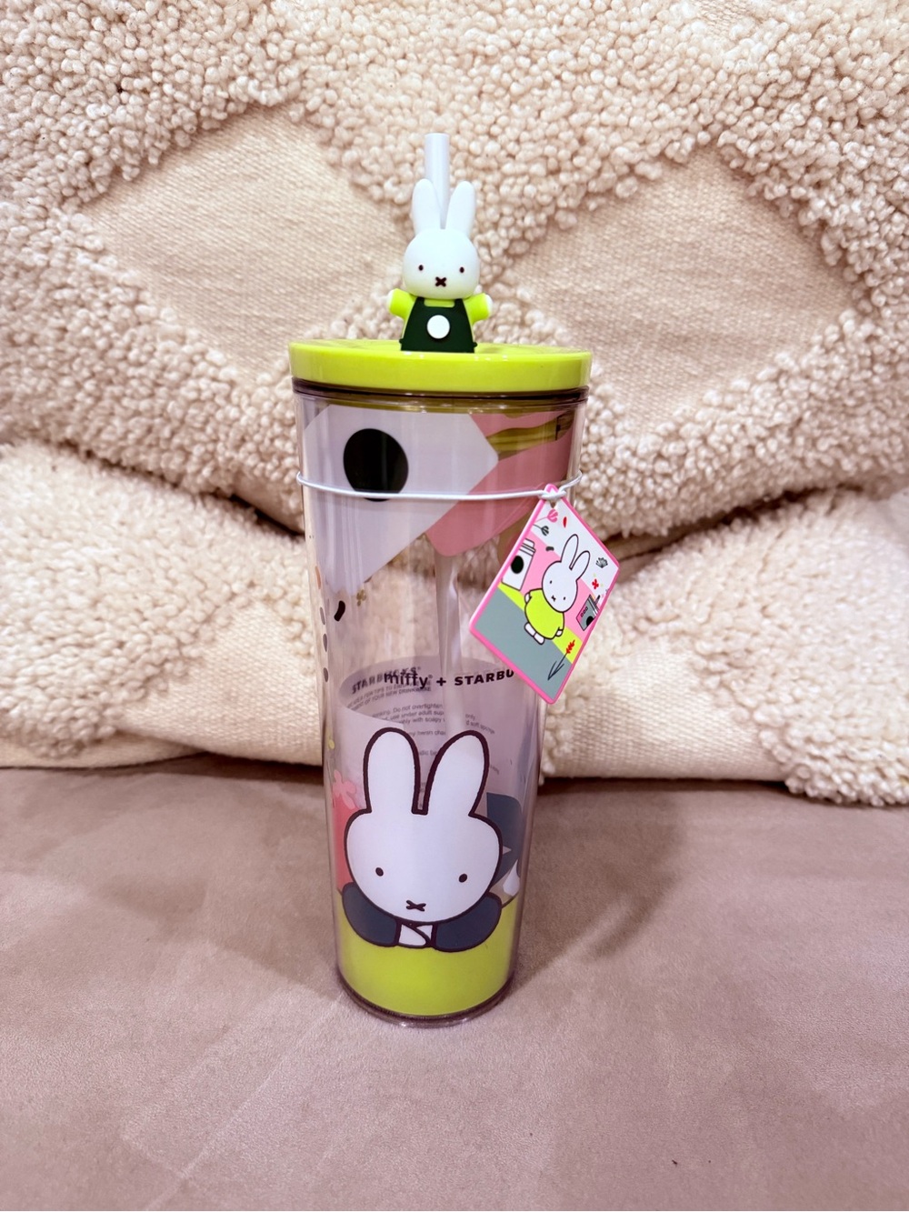 Starbucks Green and Pink Miffy Bunny Tumbler with Charm